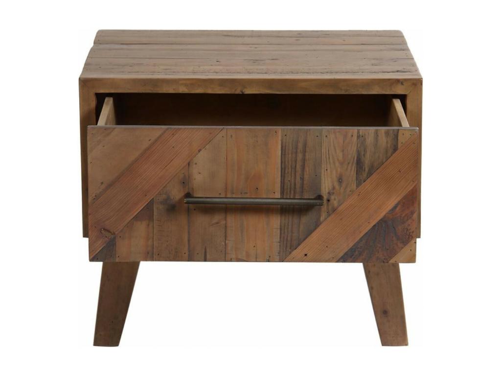 Chevet 1 Tiroir Pieds En Bois Bois-MDF Marron - Boisona WWCL85243
