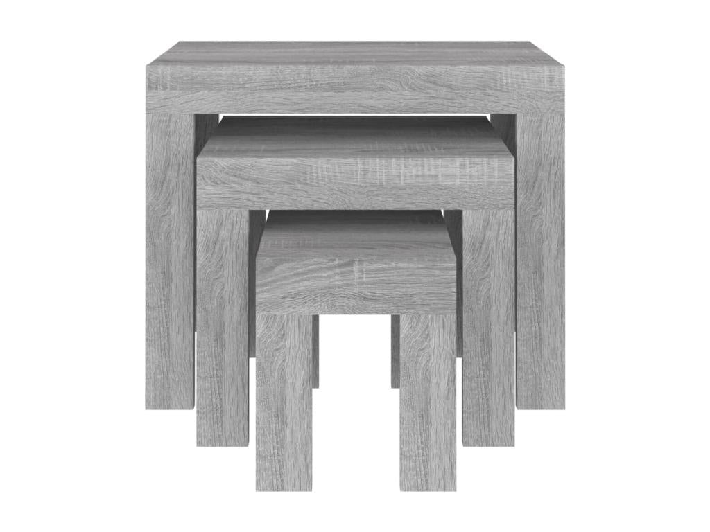 Tables basses gigognes 3 pcs Boisona gris bois d'ingénierie JUMW85885