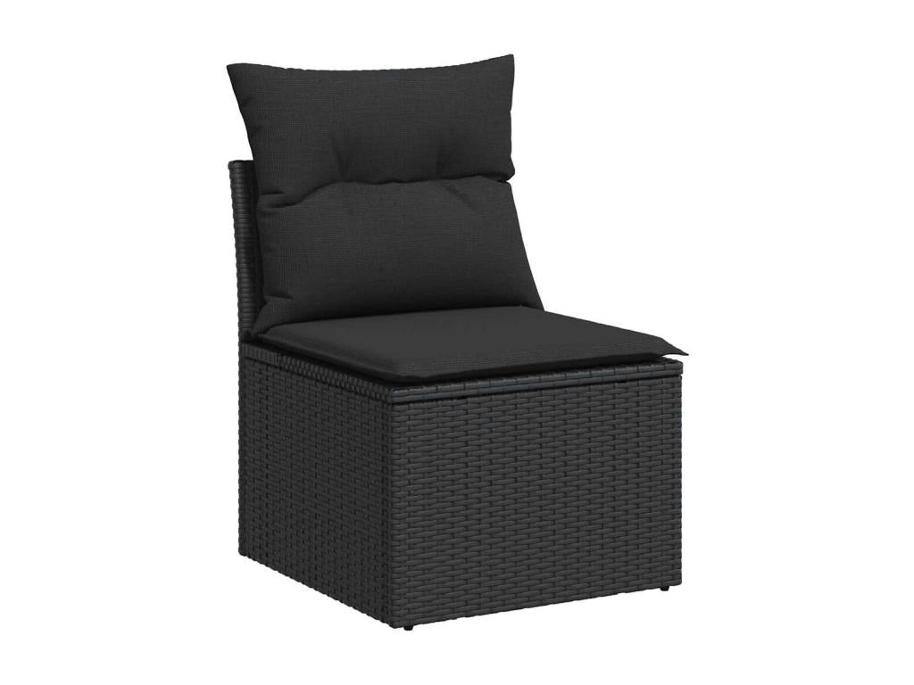 Salon de jardin 5 pièces avec coussins noir résine tressée XXYW43066