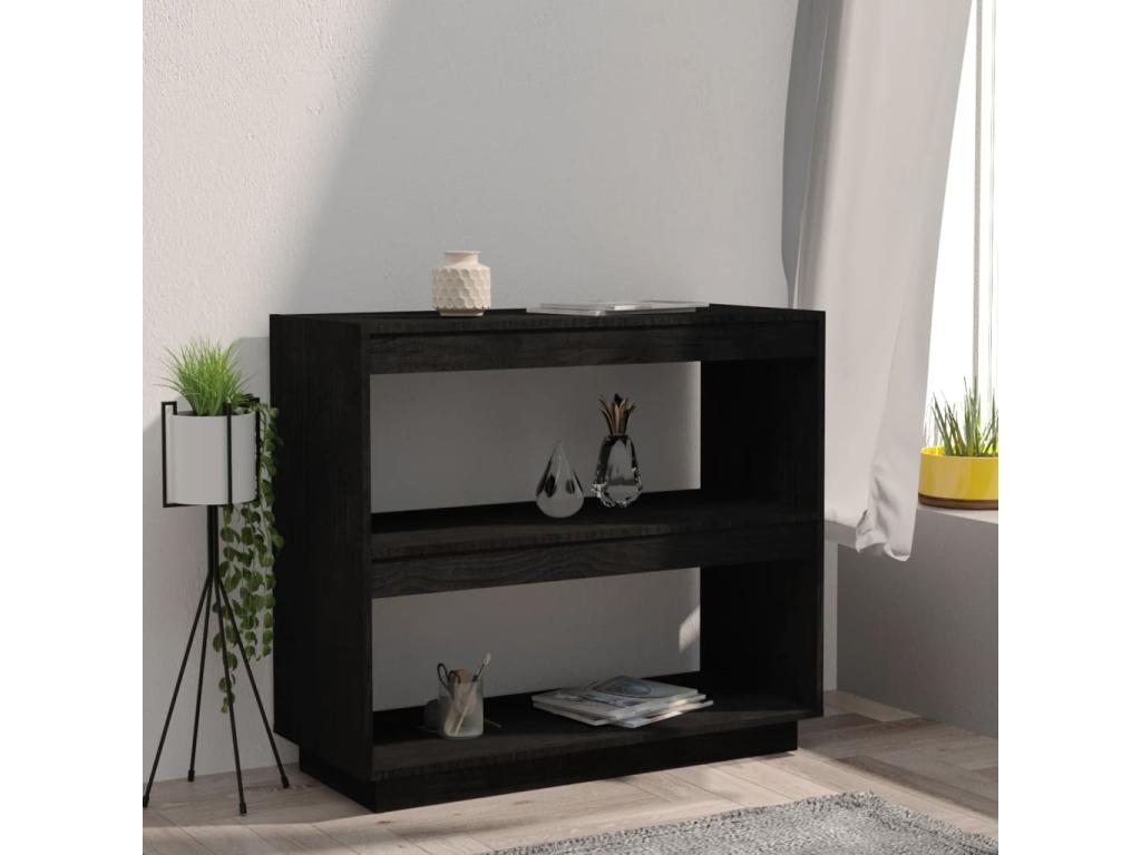 Bibliothèque Noir 80x35x71 Bois de pin massif KTZL28313