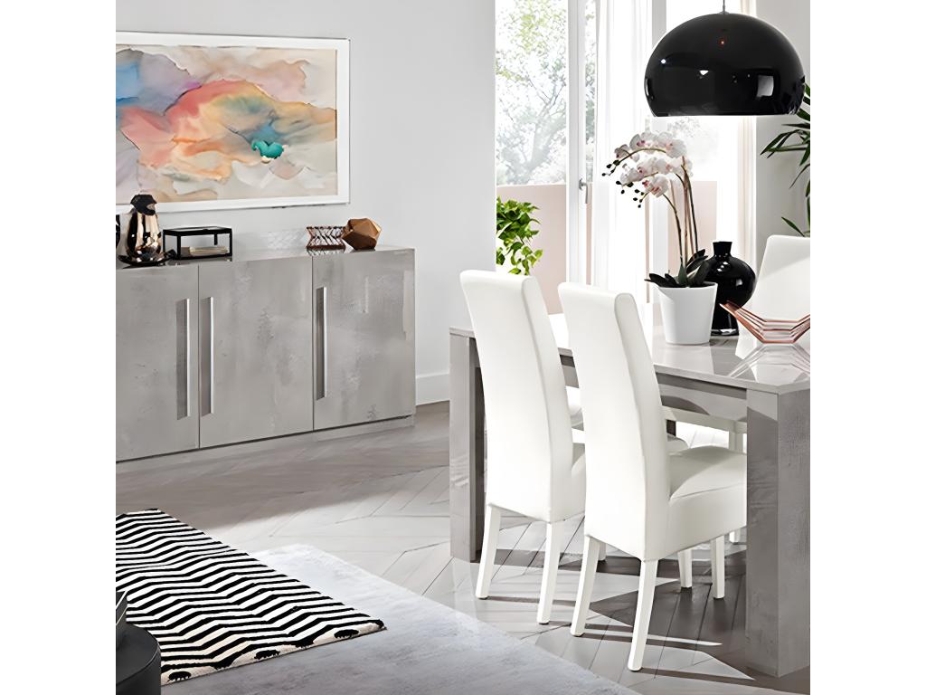 Boisona - Ensemble Séjour Effet Marbre Table 160cm Buffet 3 Portes ROEI86761
