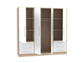 Armoire dressing 207 cm 4 portes blanc décor chêne clair - Boisona AIYC35207