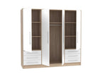 Armoire dressing 207 cm 4 portes blanc décor chêne clair - Boisona AIYC35207