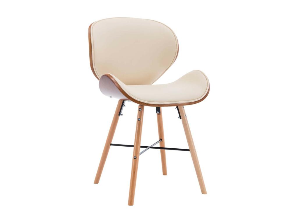 Chaise en bois foncé et simili cuir beige Boisona - Lot de 4 SAGU67976