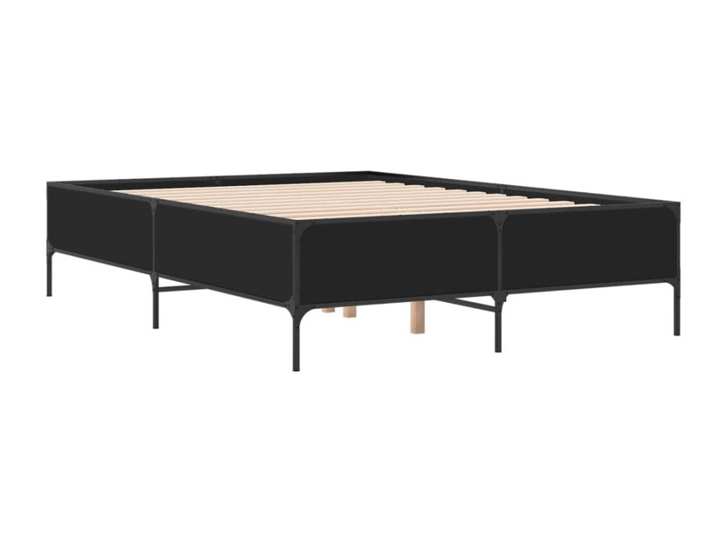 Cadre de lit noir 120x190 bois d'ingénierie et métal FMBW59136