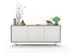 Commode avec 3 portes - carcasse chêne Boisona façades blanc mat - 168 cm cadre métallique CLMJ15217