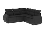 Salon de jardin 5 pcs avec coussins noir résine tressée FUYO50576