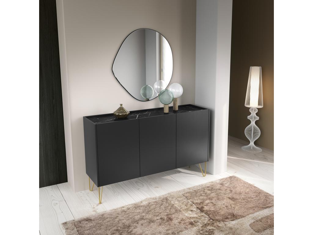 Commode Boisona K144 144x37x83 Noir / Doré DRNO53020