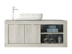 Meuble sous-vasque suspendu 110 cm Pin blanc vasque - Boisona AMIP23765