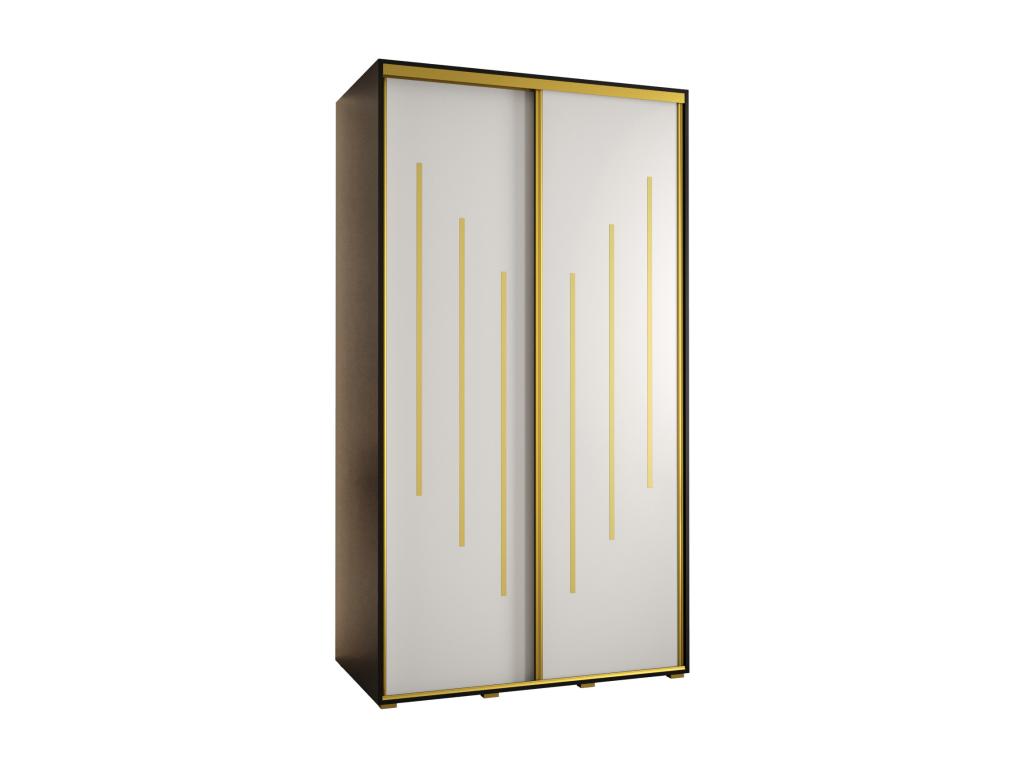 ARMOIRE Boisona 8 À PORTES COULISSANTES 235.2/130/60 2 portes Noir/Blanc/Or NSBW94167
