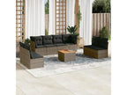 Salon de jardin 9 pcs avec coussins gris résine tressée CVFP84587