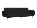Canapé-lit à 2 places avec deux oreillers tissu noir IKSS79950