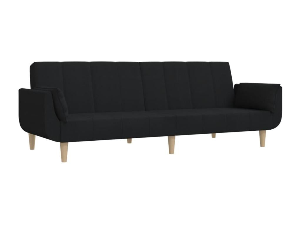 Canapé-lit à 2 places avec deux oreillers tissu noir IKSS79950