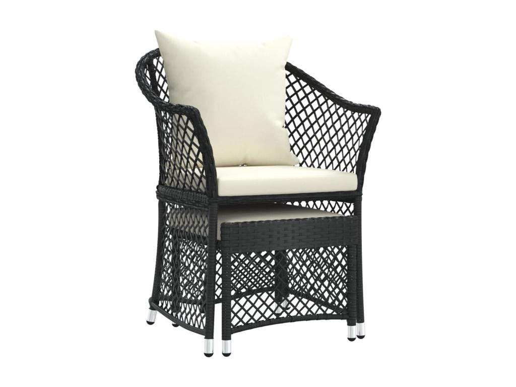 Salon de jardin 2 pcs avec coussins Noir Résine tressée YPUJ41346