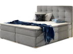 Ensemble boxspring complet tête de lit sommiers matelas surmatelas Boisona - tissu luxe gris - 140x200 cm NDOX13511