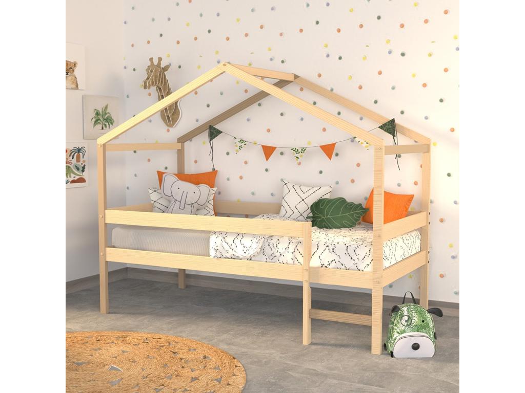 Lit cabane Boisona 90x190 sommier matelas Boisona / Naturel NDIO76628