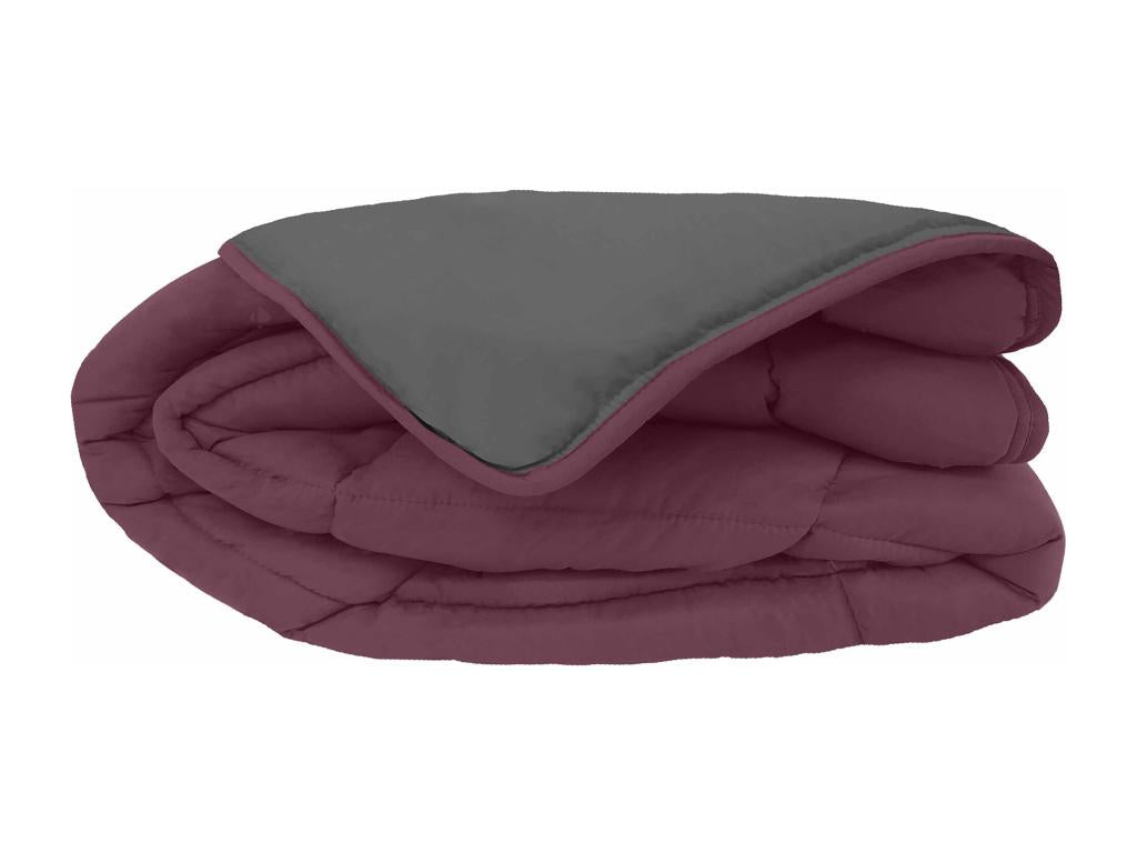 Couette hiver 260x240 cm Boisona Prune/Gris garnissage fibre polyester 400 g/m2 LXTB30716