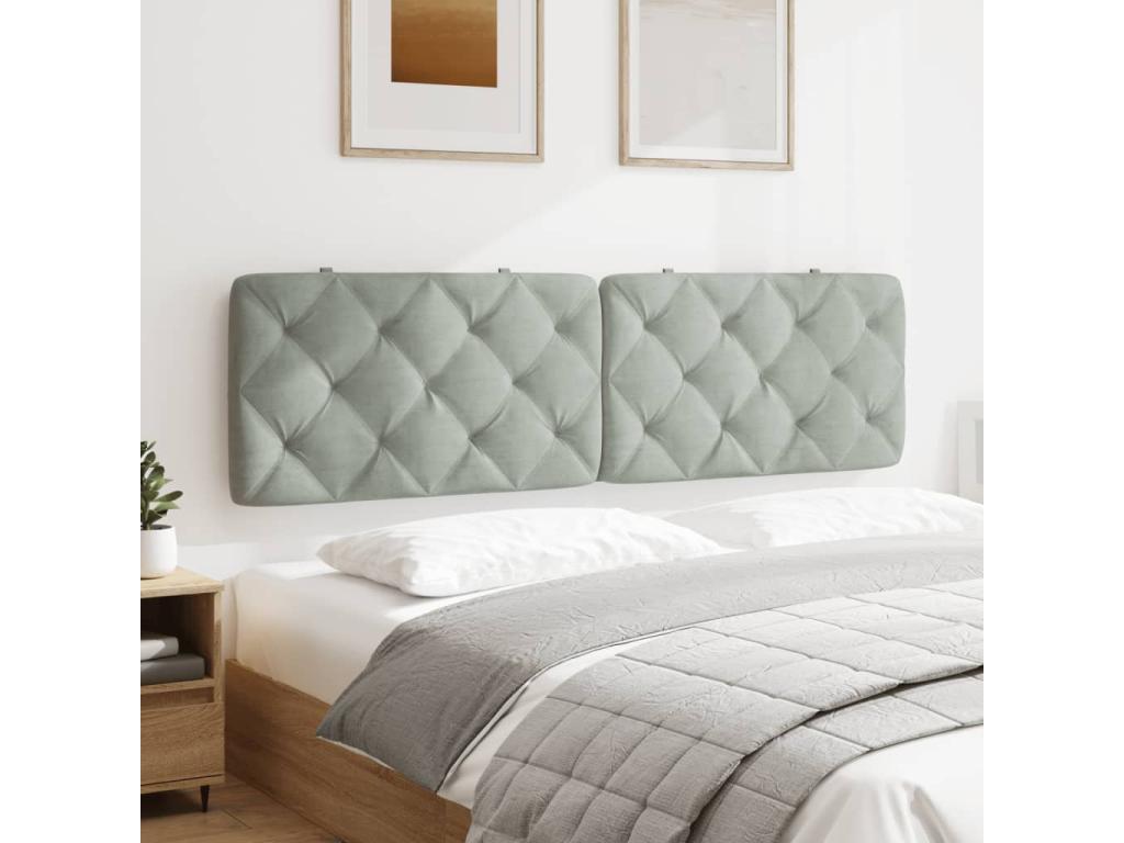 Coussin de tête de lit gris clair 180cm velours UPRE96405
