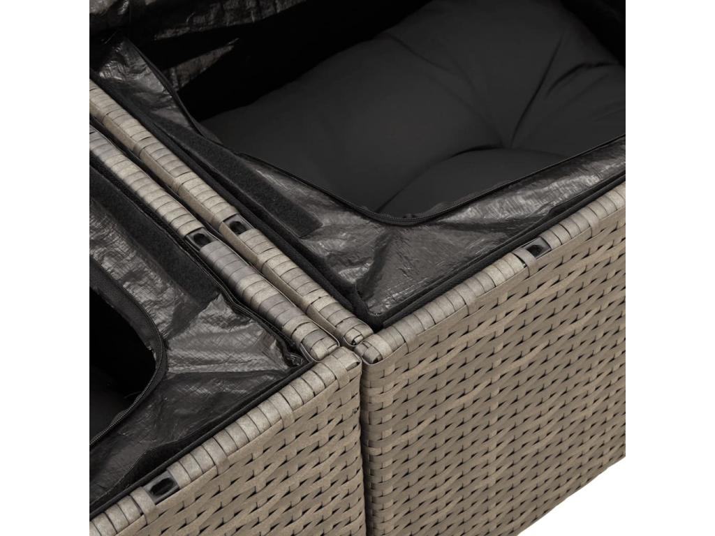 Salon de jardin 8 pcs avec coussins gris résine tressée NTAC88516