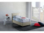 Lit simple Boisona Lit coffre avec revêtement en tissu Made in Italy Ouverture latérale adaptée pour matelas 80x190 cm Beige ZMOP02515