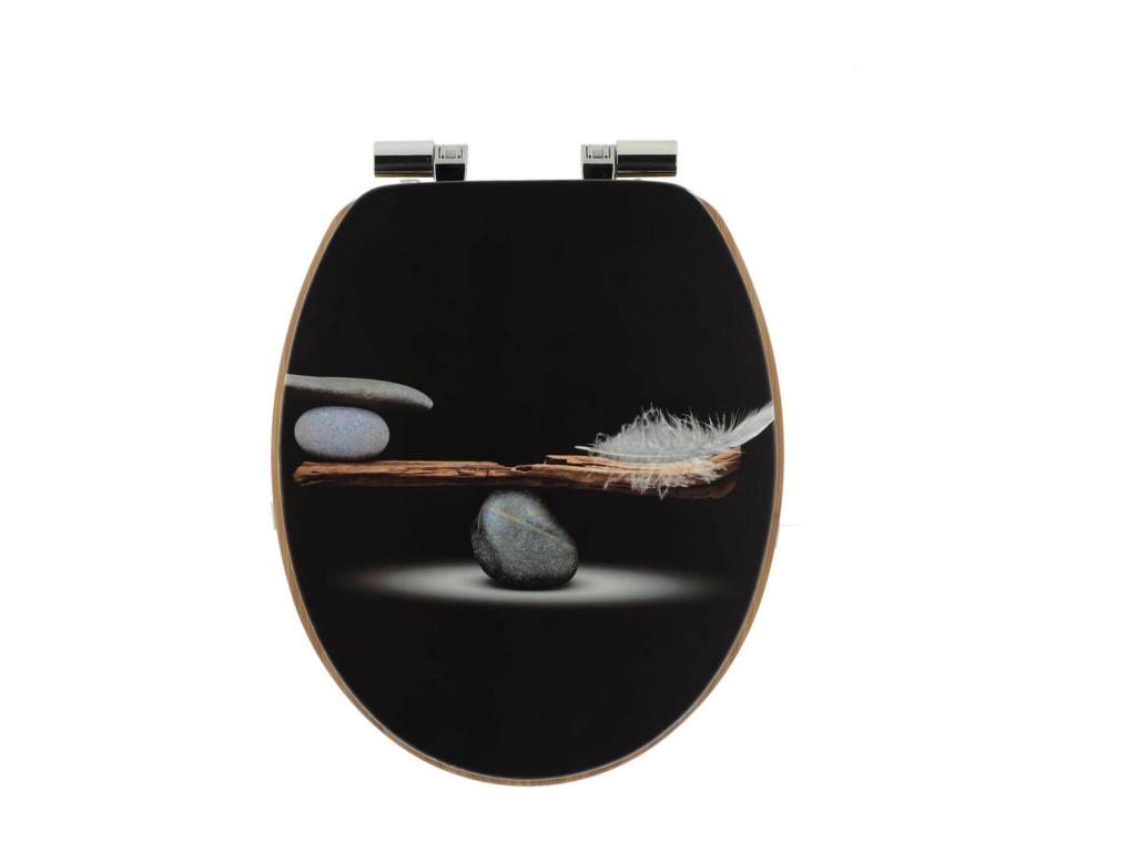 Abattant WC en Bois avec frein de goulotte et Boisona de fixation déco Boisona TVWY90047