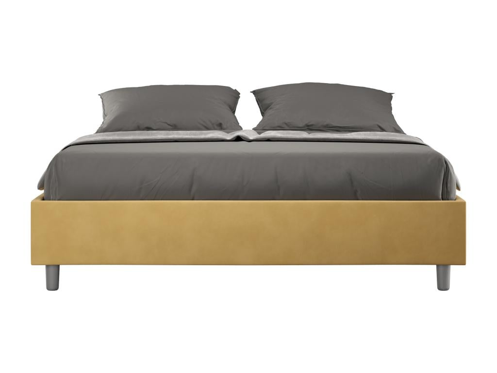Lit coffre rembourré 160x200 microfibre ocre Boisona GPDS47800