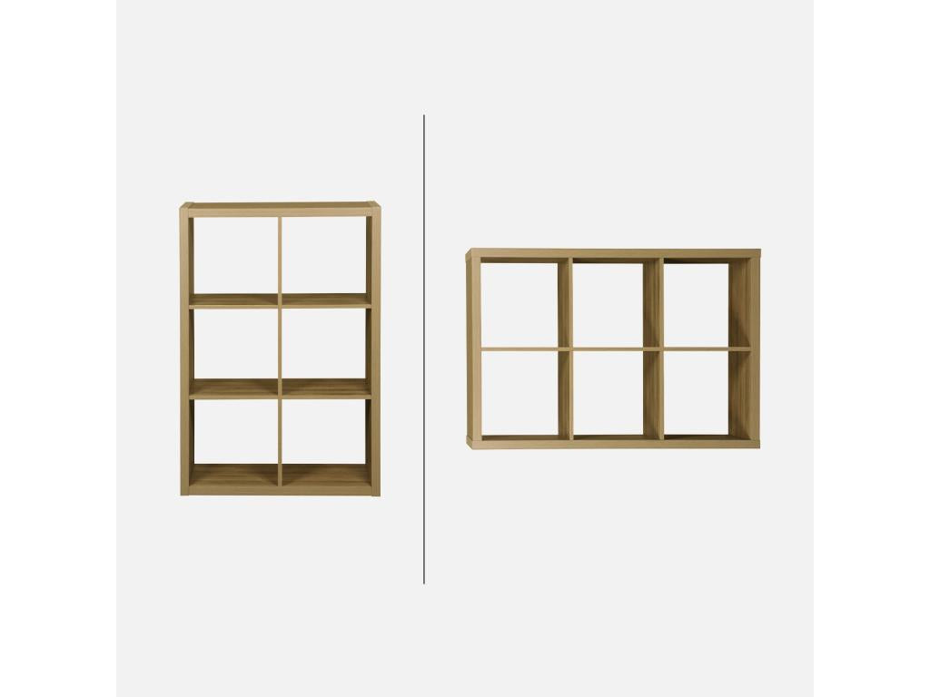Etagère bibliothèque 2 niveaux 6 compartiments- effet bois de manguier- L 111.2 x P 39 x H 76cm ONUY15232