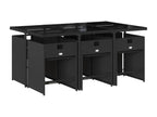 Ensemble à manger de jardin coussins 7 pièces Noir Résine tressée XMFR47503