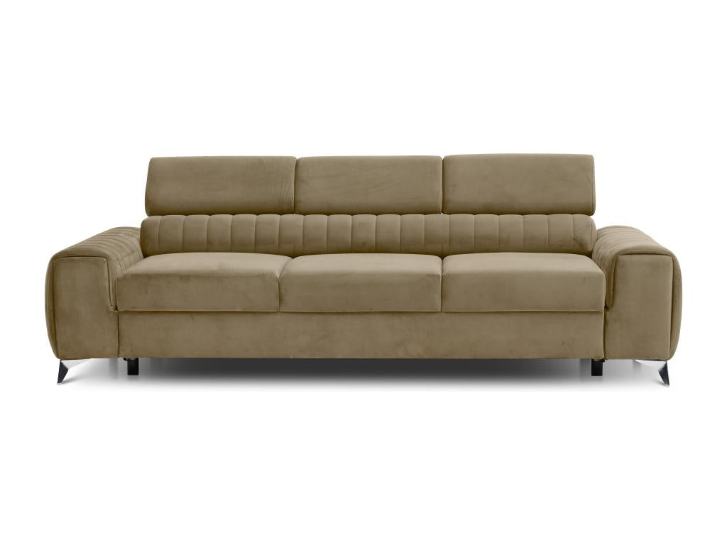 Canapé convertible avec appuis-tête réglables velours beige Boisona 261cm TALW33581