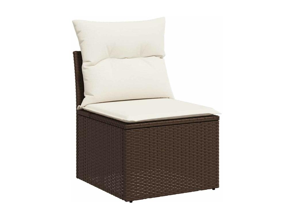Salon de jardin avec coussins 6 pcs marron résine tressée FNEA11058
