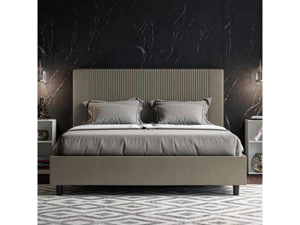 Lit coffre rembourrée 160x210 similicuir cappuccino Boisona MAPM96357