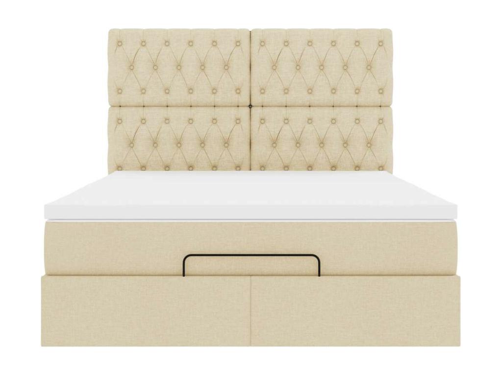 Cadre de lit avec matelas crème 140x200 cm tissu CTYK92943