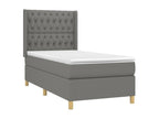 Lit à sommier tapissier et matelas Gris foncé 90x190 cm Tissu UAGE44908