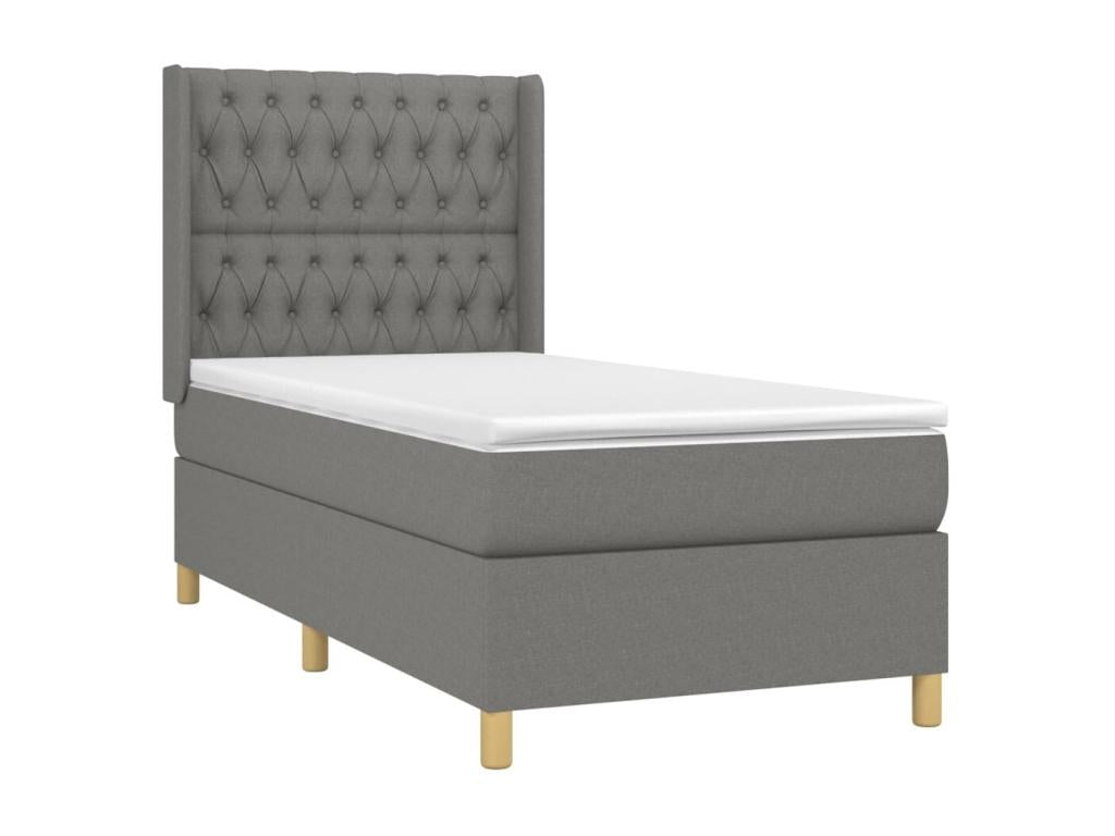 Lit à sommier tapissier et matelas Gris foncé 90x190 cm Tissu UAGE44908