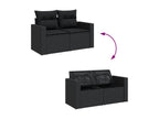 Salon de jardin 12 pcs avec coussins noir résine tressée PSGO24299