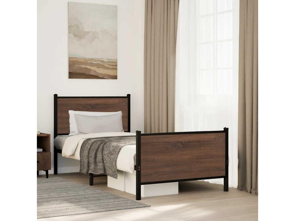 Cadre de lit en métal sans matelas chêne marron 80x200 cm BGEI15060
