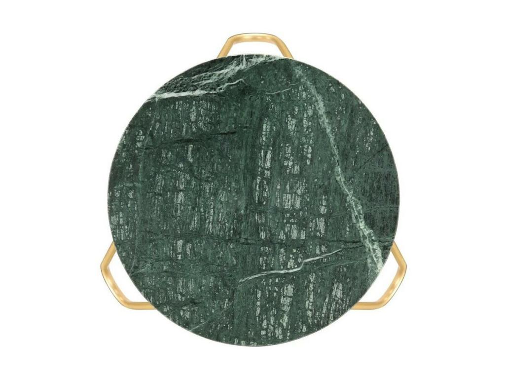 Table d'appoint effet marbre vert et pieds métal doré Boisona D 40cm GKRN57124