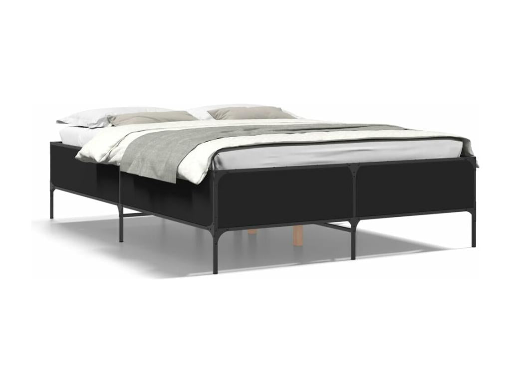 Cadre de lit noir 120x190 bois d'ingénierie et métal FMBW59136