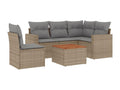 Salon de jardin avec coussins 6pcs Boisona beige résine tressée KLVI92053
