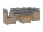 Salon de jardin avec coussins 6pcs Boisona beige résine tressée KLVI92053