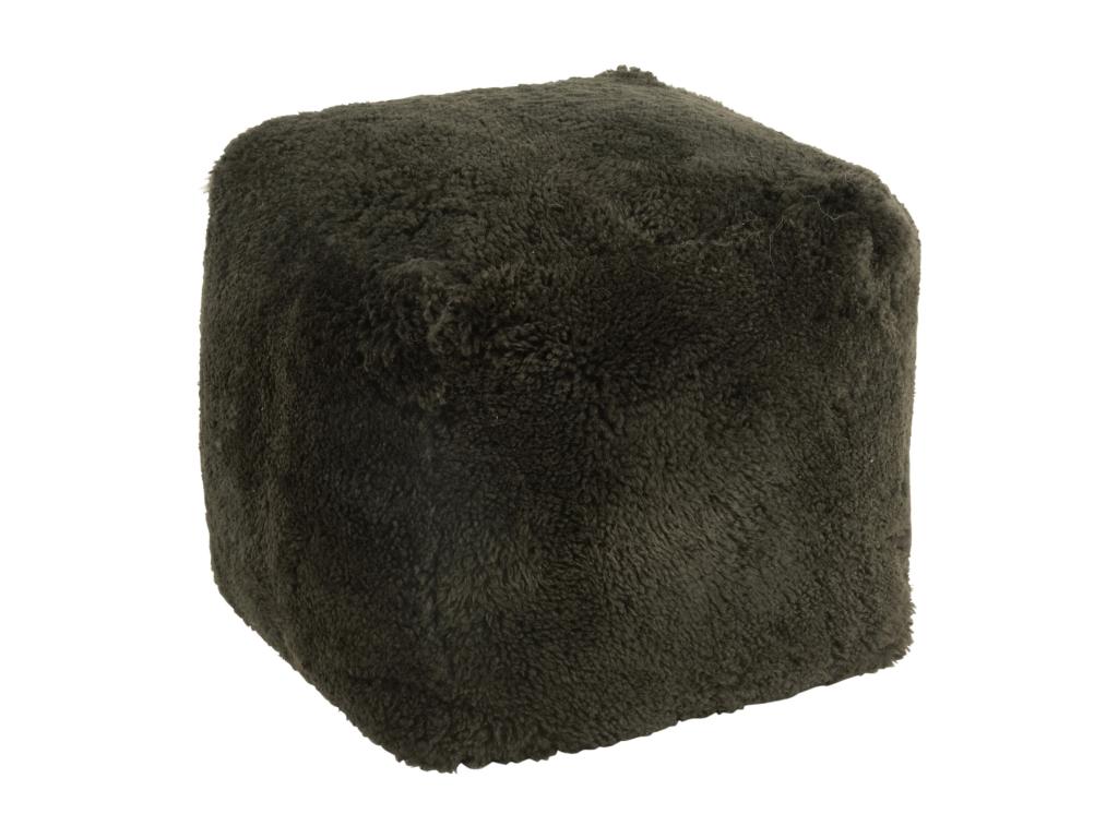 Pouf Carré Déco Peau de Mouton 45cm Vert CXOR37570