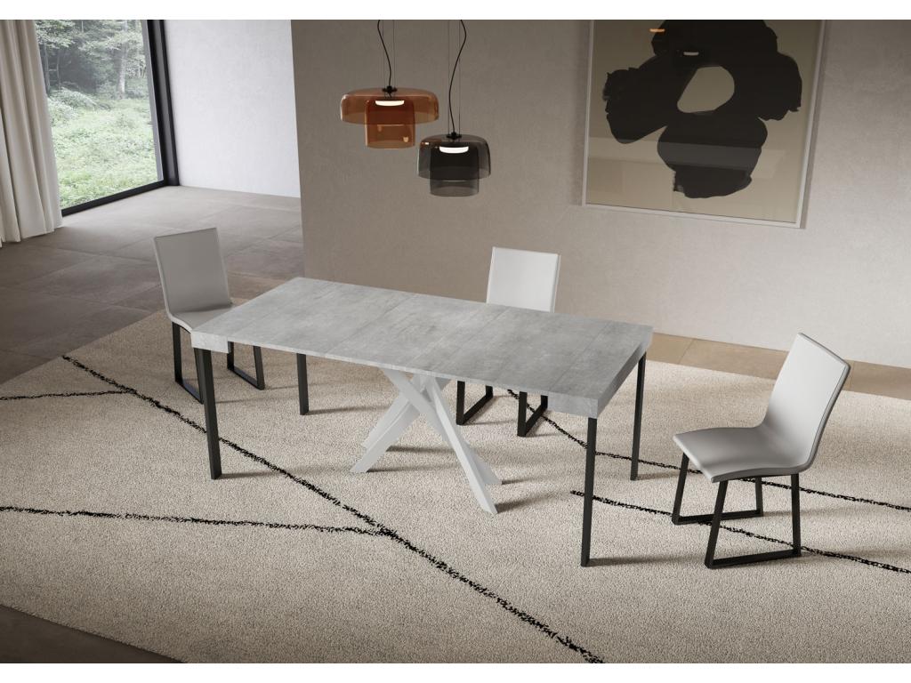 Console extensible 90x40/196 cm Saki Petits pieds en béton blanc DNBG51259