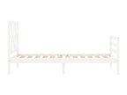 Cadre de lit avec tête de lit blanc simple bois massif QBKU87637