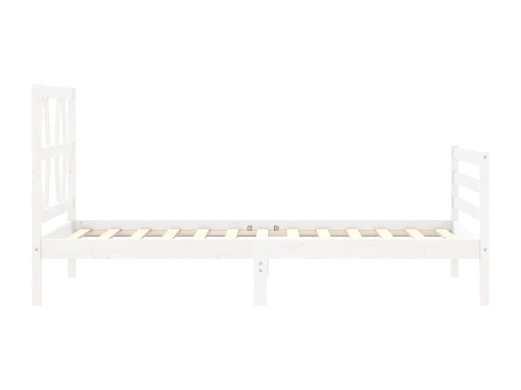 Cadre de lit avec tête de lit blanc simple bois massif QBKU87637