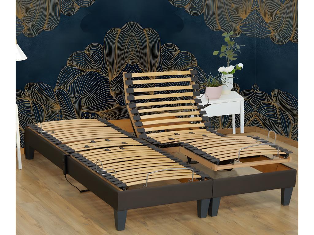 Lot de 2 sommiers de relaxation électrique Boisona confort réglable Dimensions - 2x90x200 cm EKJL54407