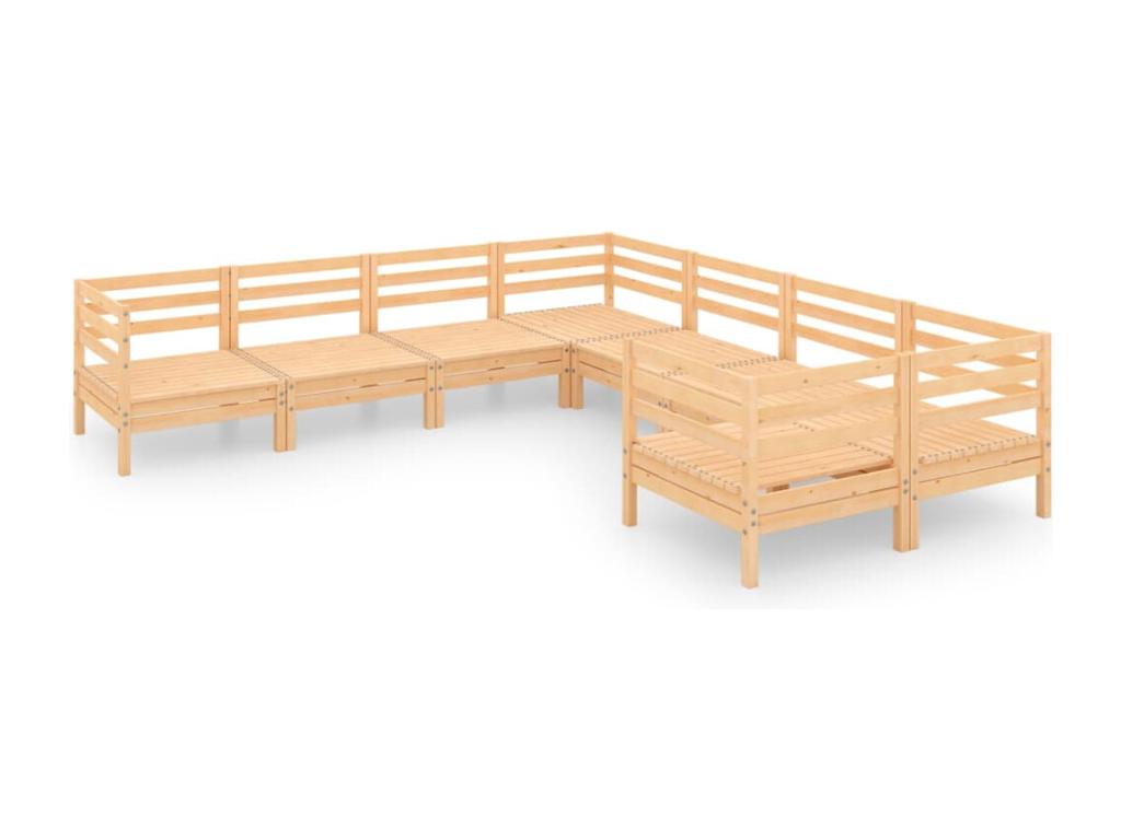 Salon de jardin 8 pcs Bois de pin massif BDFB47075