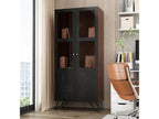 Vitrine Collection en Verre poignées et pieds en métal Meuble de Rangement Debout 3 étagères Salon 80x40x180cm Noir/Marron RBNN50254
