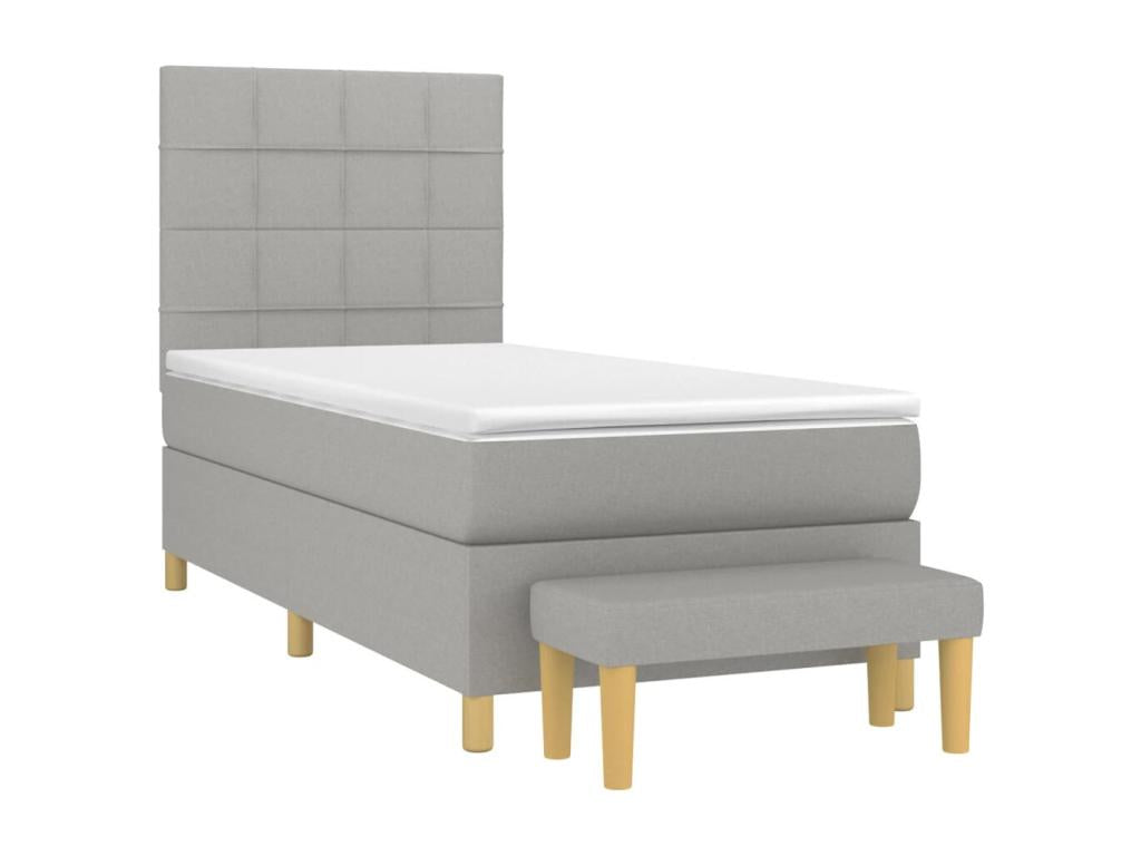 Sommier à Boisona de lit avec matelas Gris clair 90x200 cm Tissu FYSO87772