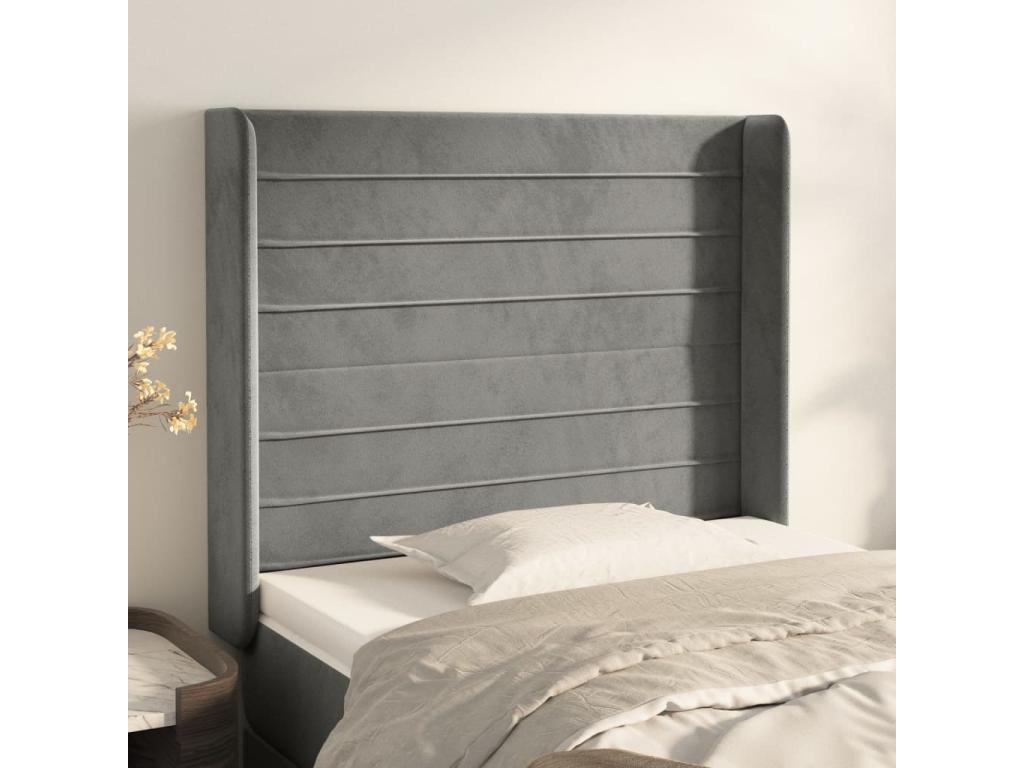 Tête de lit avec oreilles Gris clair 103x16x118-128 Velours LVRT11203