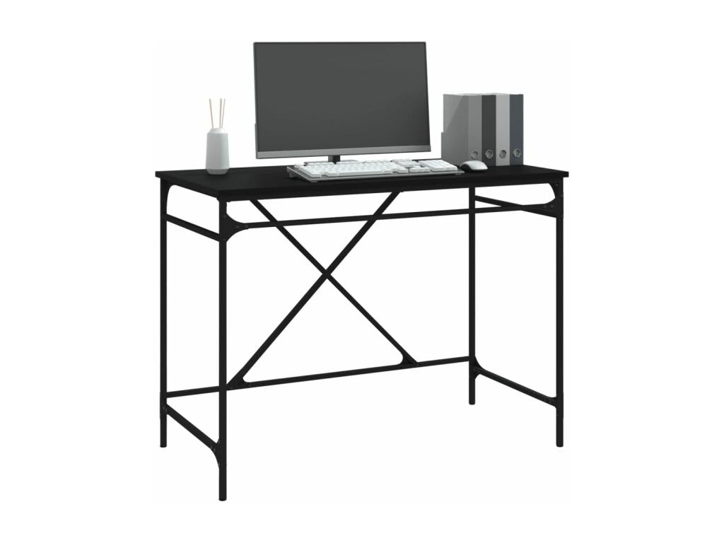 Bureau noir 100x50x75 cm bois d'ingénierie et fer INNA05373